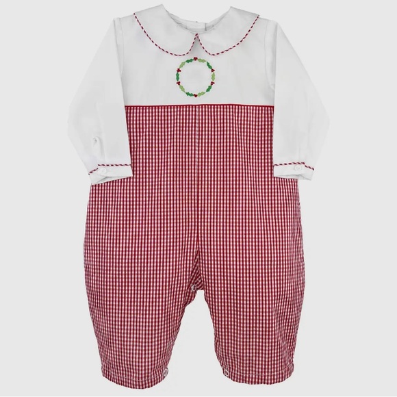 Petit Ami Red and White Checkered Bodysuit Christmas new with tags - Picture 1 of 2